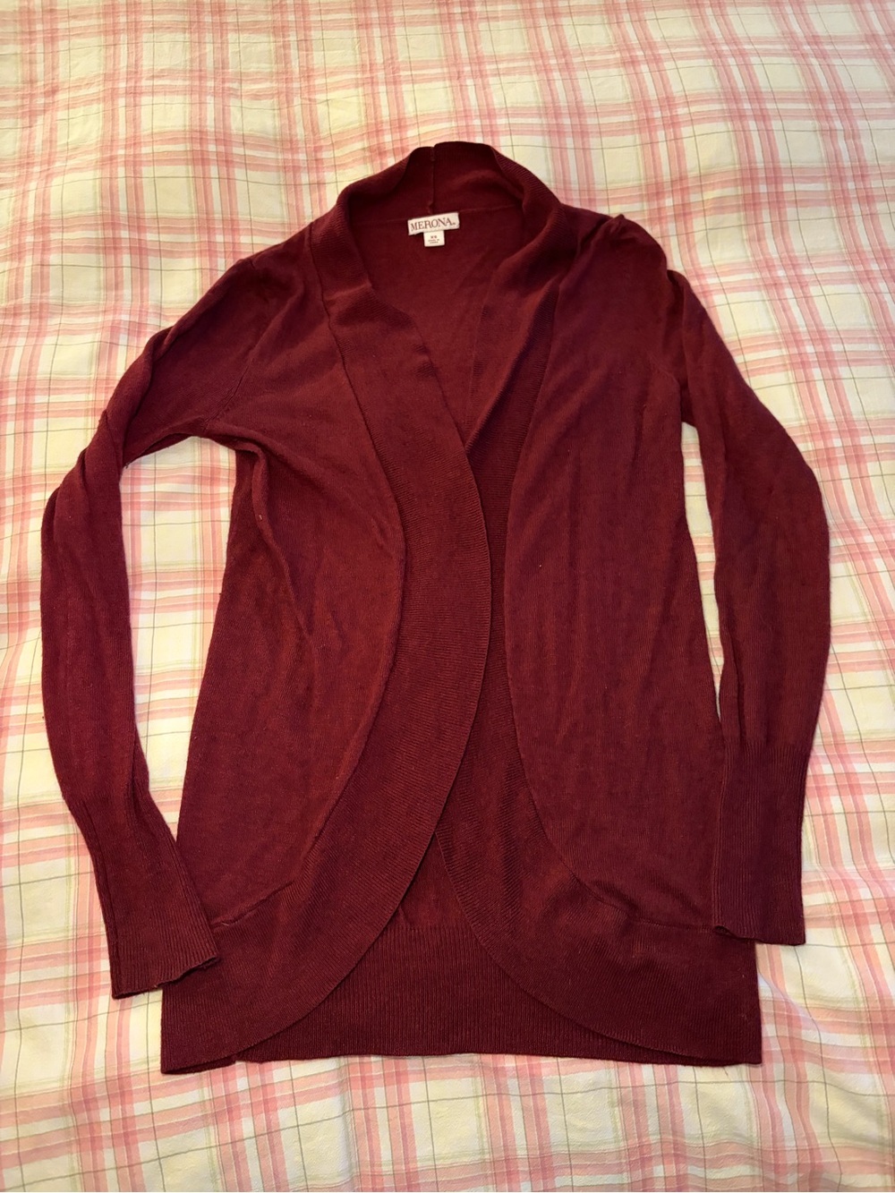 Merona Women's Open-Front Maroon Knit Cardigan